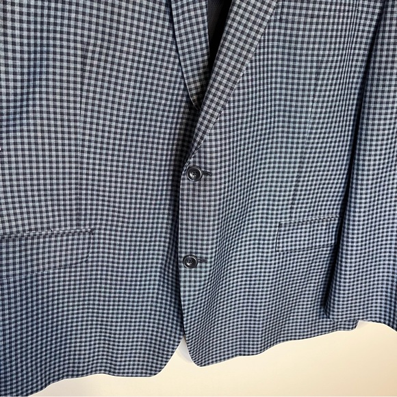 Michael Kors Men’s Sports Coat Blazer Navy and Blue Check Size 50R - Picture 6 of 14